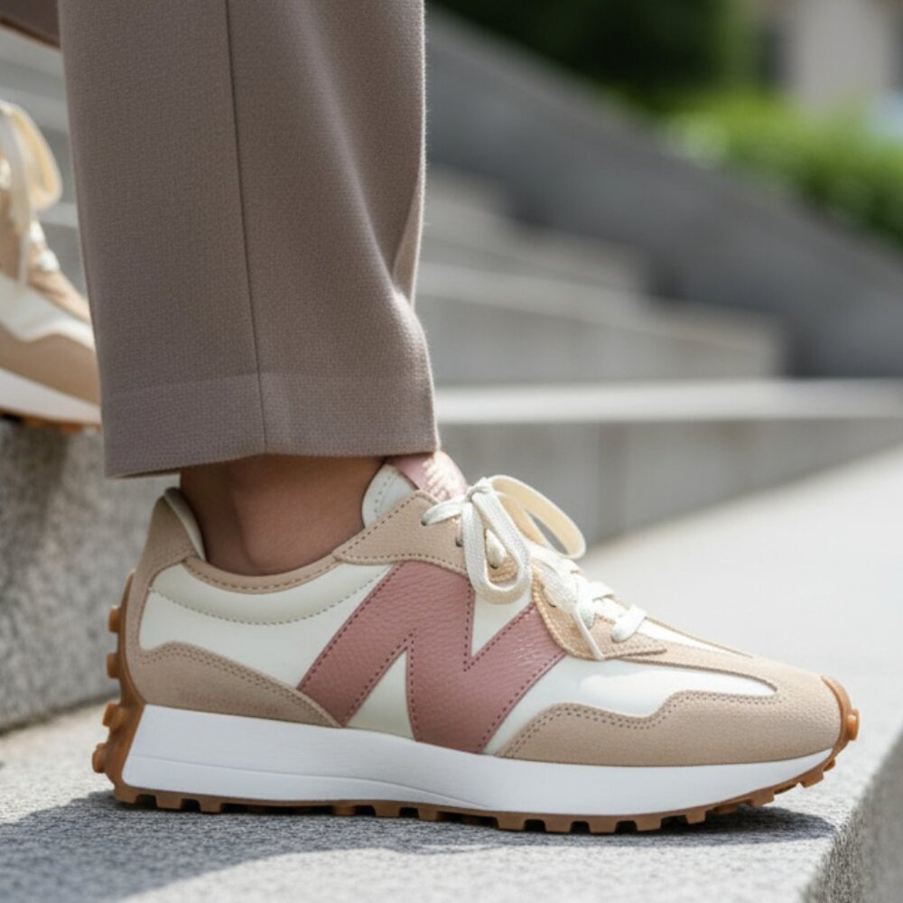 New Balance 327 Womens Casual Athletic Sneakers Shoes Bone Blush ⚡️size 8.5⚡️